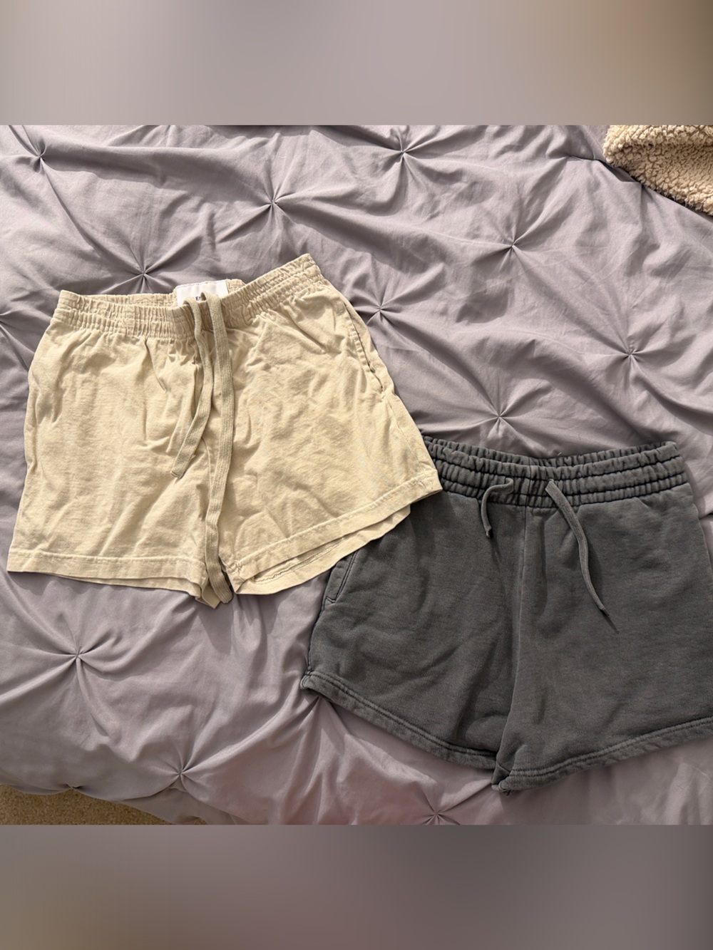 TALENTLESS Drawstring Athletic Shorts - Cream & Dark Gray